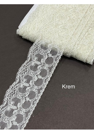 Karan Tuhafiye Dantel/kolberli Dantel / 2 Metre Boyunda / 6 Cm Eninde, Krem Genel