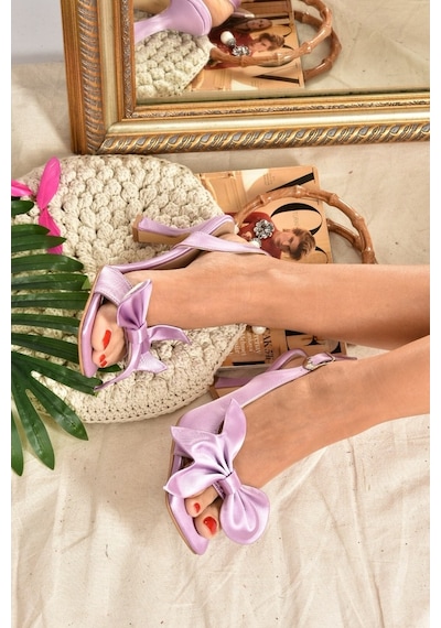 Fox Shoes Lila Saten Kurdele Detaylı Kadın Topuklu Ayakkabı K7493
