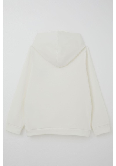 Breeze Kız Çocuk Sweatshirt Kapüşonlu Arma Detaylı 4-8 Yaş, Ekru Ekru