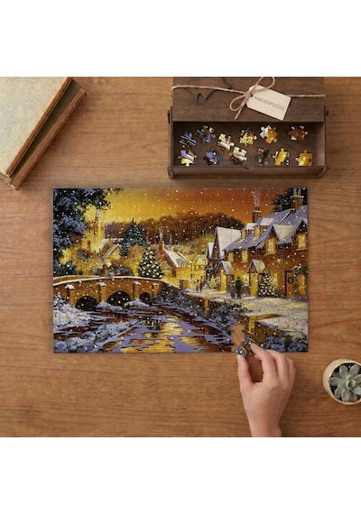 Noel Gecesi Şehir Manzarası Tasarımı 240 Parça Ahşap Puzzle Ahşap Kutuda Mpy20175