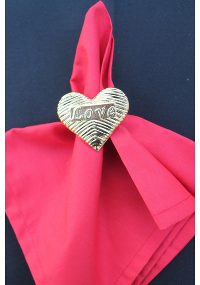6 Adet Gold Love Kalp Metal Peçete Halkası - Napkin Ring