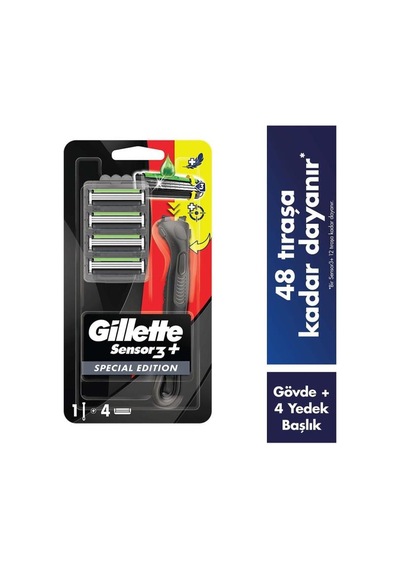 Gillette Sensor 3 Plus Black Makine + 4 Yedek Başlık - 2 Adet