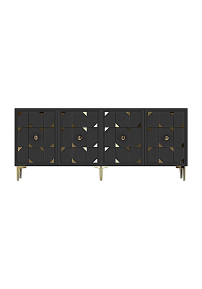 Ka1523ag Moka Konsol Ve Tv Sehpası Antrasit-gold 150cm