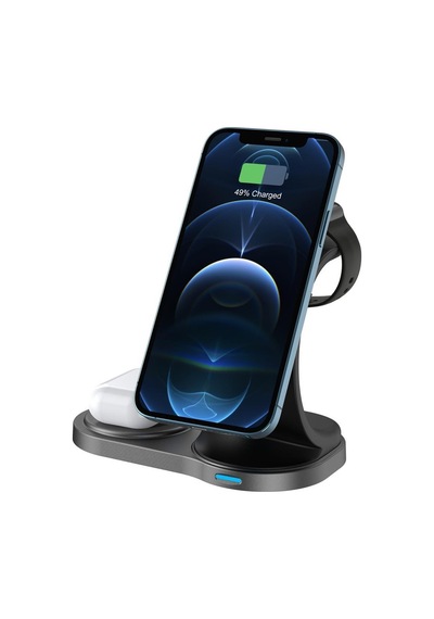 S-link Sw-cwf59 Telefon Kulaklık Akıllı Saat 3 'in 1 Magsafe Siyah Kablosuz Şarj Cihazı