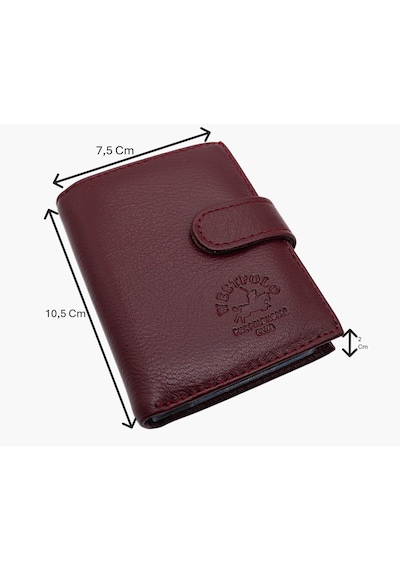 Westpolo Hakiki Deri Kağıt Para Ve Bol Şeffaf Kart Bölmeli Patlı Unisex Kartlık - Bordo Bordo