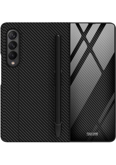 Samsung Uyumlu Galaxy Z Fold 3 Kılıf Kalem Bölmeli Droga Kılıf Siyah