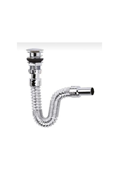 Krom Basmalı Sifon -körüklü Sifon Bas Stoplu Lavabo Mutfak Sifonu-paslanmaz Lisinya
