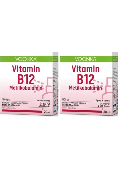 Voonka B12 Metilkobalamın Sprey & Damla 20 Ml 2 Adet