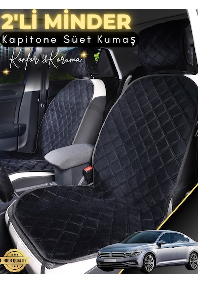 Volkswagen Passat B8,5 Uyumlu 2'li Süet Oto Koltuk Minderi Terletmez Universal Su Geçirmez A2 Siyah