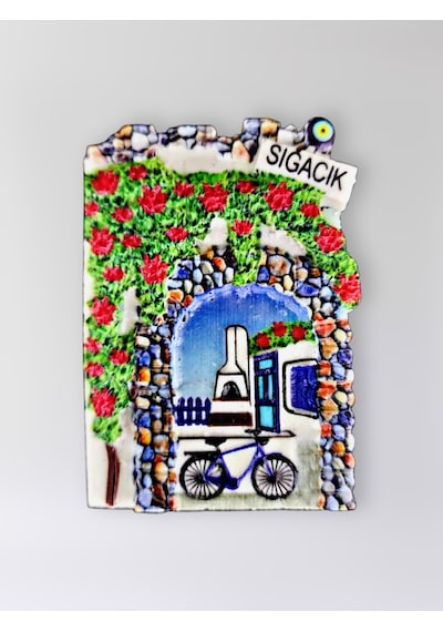 Sığacık Polyester Kabartmalı Magnet 5,5 X 7 Cm Dekoratif Hediyelik Buzdolabı Süsü Kod:1533