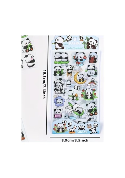 Kolbi Craft 1 Sayfa 20 Adet Şeffaf Panda Sticker Sevimli Kawaii Abanoz
