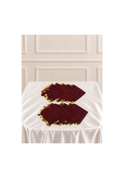 Bordo Gold Pullu Şifon Halay Mendili ,kına Mendili,hediyelik Mendil,gelin Damat Düğün Kına Bride Nişan 5adet Bordo - 921787403