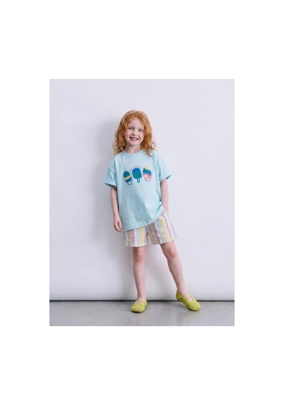Poala Kids Müslin Şortlu Takım Turkuaz