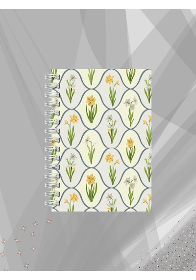 Nergis Desenli Çizgisiz Defter 60 Yaprak Tel Spiralli Sketchbook Çok Renkli