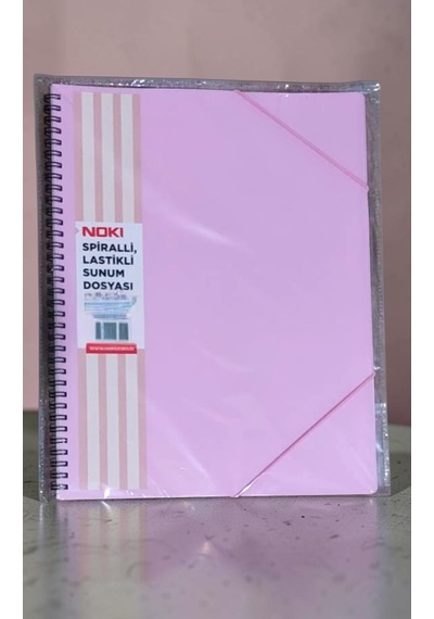 A4 Boyut Spiralli Lastikli Sunum Dosyası 20 Yaprak Pastel Pembe Telli Sunum Dosyası Çok Renkli
