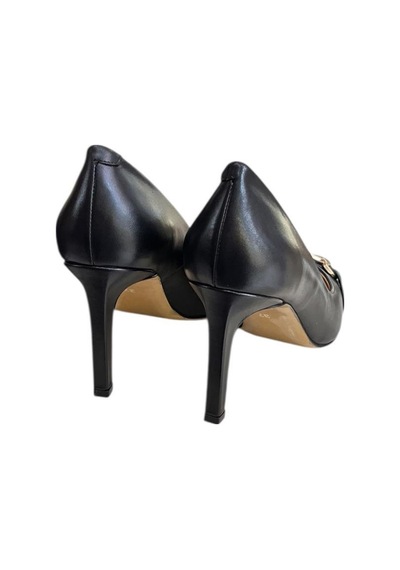 Tufan Shoes Siyah Hakiki Deri Toka Detay Topuklu Ayakkabı Siyah