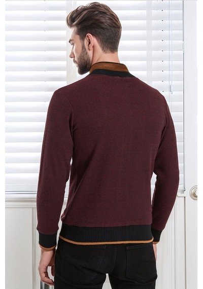 9021 Dewberry Erkek Sweatshırt-noktalı Bordo Noktalı Bordo