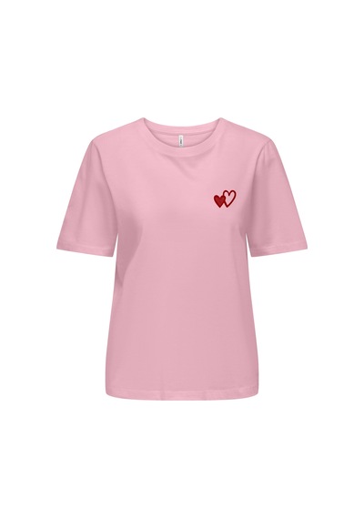 Only Onlhappy S/s Emb Top Jrs Kadın T-shirt 15370117 Pembe