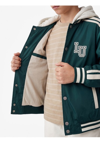 Koton Uzun Kollu Cepli Çıkarılabilir Kapüşonlu Oversize Kolej Ceket Yeşil 7wkb20043tw