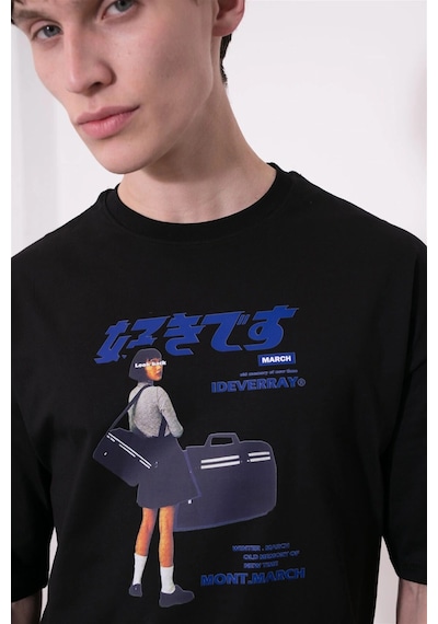 Tarzsokak Unisex Harajuku Girl Siyah Tshirt Siyah