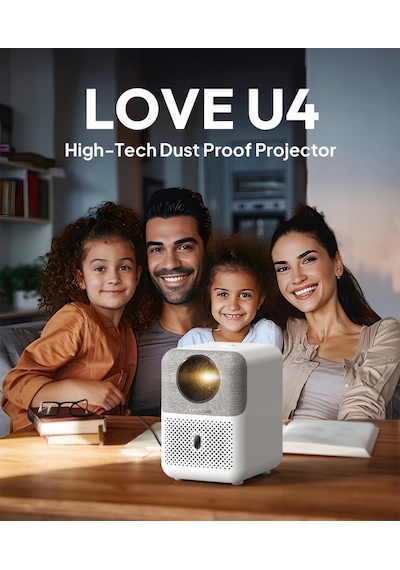 Byintek U4 Projeksiyon Cihazı 1080P LED WiFi 6 BT 5.0, Otomatik Odaklama, 400 ANSI Lümen, Ev Sineması, Dış Mekan, İş, Oyun, Eğitim Amaçlı