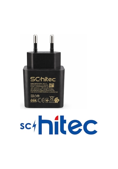 Schitec 45w Type-c Çıkışlı Hızlı Şarj Aleti Type-c To Type-c Kablolu Set Siyah Sc008