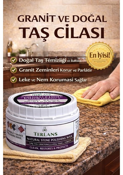 Terlans Doğaltaş Granit Koruyucu Vaks 250 Ml / Natural Stone Protection Wax / Doğal Saten Görünüm, Leke İtici Bak