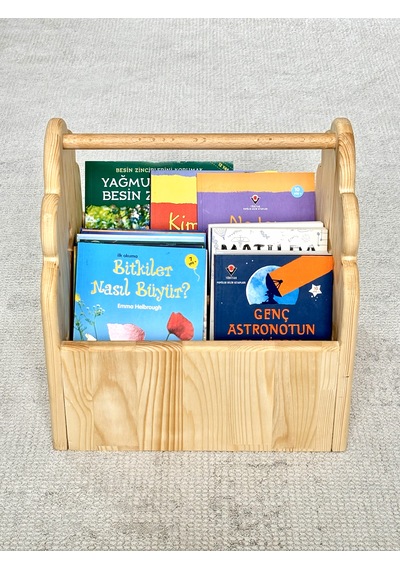 Masif Ahşap Montessori Çocuk Odası Kitaplığı Ahşap