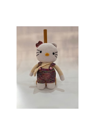 El Yapımı Amigurumi Kedi Örgü Oyuncak Bebek Tığ İşi 24 Cm Sevimli Hediye Çok Renkli