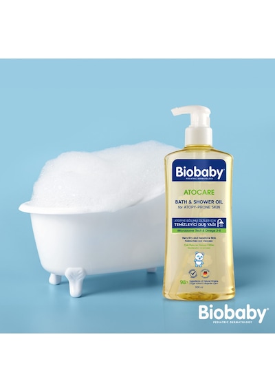 Biobaby Atocare Atopi Eğilimli Ciltler İçin Temizleyici Duş Yağı 500 Ml Seramid Prebiyotik Omega 3 - 6 Yulaf
