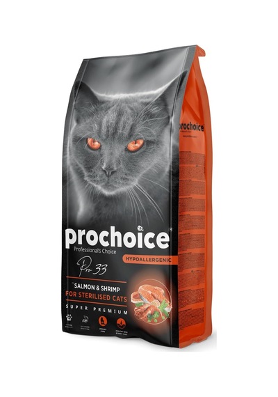 Pro 33, Kısırlaştırılmış Kediler İçin, Hipoalerjenik, Somon Balıklı Ve Karidesli Kuru Mama, 2 Kg