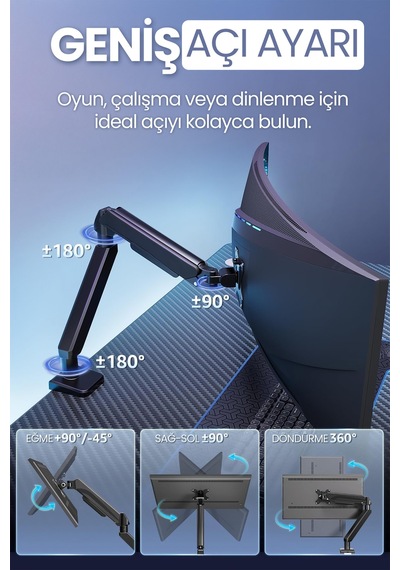 Tek Kollu Monitör Kolu Vesa Uyumlu Hareket Ayarlanabilir Monitör Standı 17-32" 9kg Kapasite Tutucu Tek Kollu Monitör Kolu Vesa Uyumlu Hareket Ayarlanabilir Monitör Standı 17-32" 9kg Kapasite Tutucu