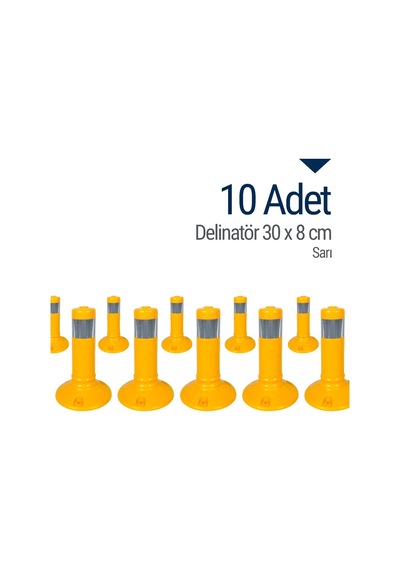 İleri Trafik Delinatör 30  x  8 CM Sarı 10 Adet Esnek Duba