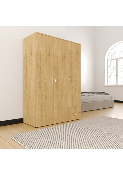 Ahşap Gardırop 120cm, Gardırop, Çok Amaçlı Dolap, 3 Kapılı Dolap, Elbise Dolabı 120x52x177cm Safir Meşe Ahşap Gardırop 120cm, Gardırop, Çok Amaçlı Dolap, 3 Kapılı Dolap, Elbise Dolabı 120x52x177cm Safir Meşe