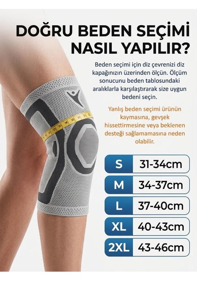 Patella Ligament Destekli 3d Örgü Dizlik - Esnek Eklem Sabitleyici - Sporcu Ve Günlük Kullanıma Uygun, Large Genel