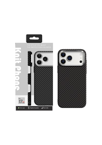 Knit Apple iPhone Uyumlu 17 Pro Max Kevlar Series Kılıf Lf - 162 Siyah