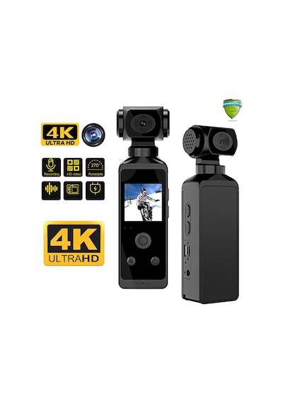 Robeve 4k Ultra Hd Aksiyon Kamerası 270 Geniş Açı - Döner Klips - Su Geçirmez Kılıf - Wifi Kamera - Mikrofon - Micro Sd Uyumlu Siyah