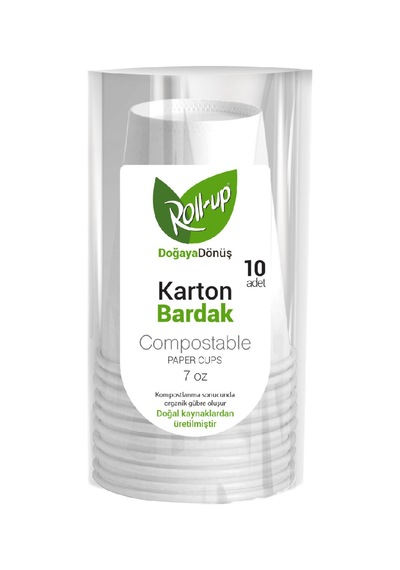 4 Adet Roll-up Doğaya Dönüş Karton Bardak 7oz 10'lu