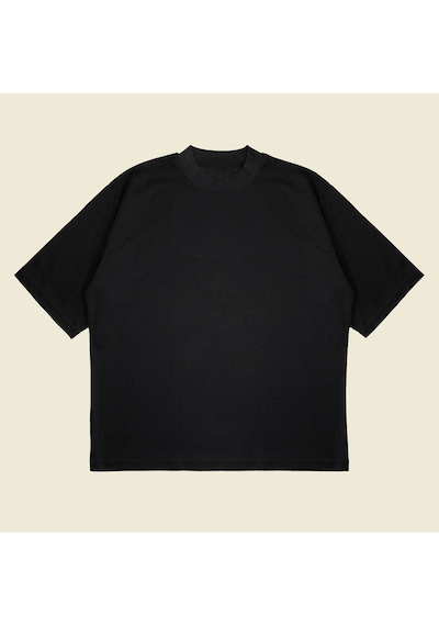 Tarzsokak Basic Beyaz Oversize Unisex Pamuklu Nefes Alan Kalın Kumaşlı Siyah