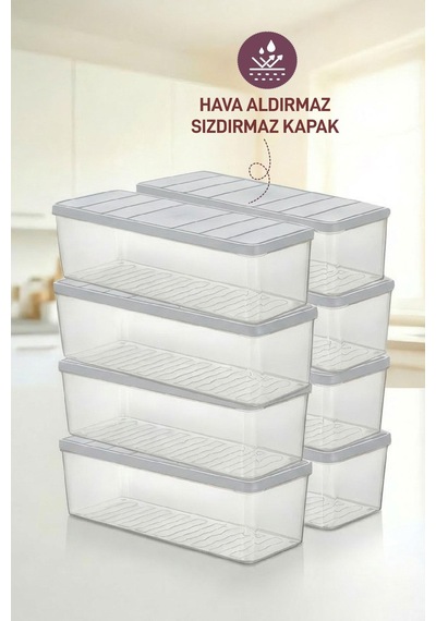 Selka Home 8 Adet 2 Lt. Nora Organizer Buzdolabı Buzluk Düzenleyici Saklama Kabı
