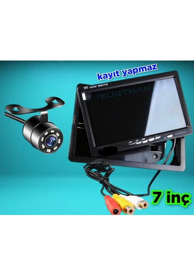 1 Adet Beyaz Ledli Kelebek Kamera 7'' Ekran Set Kayıt Yapmaz 12v