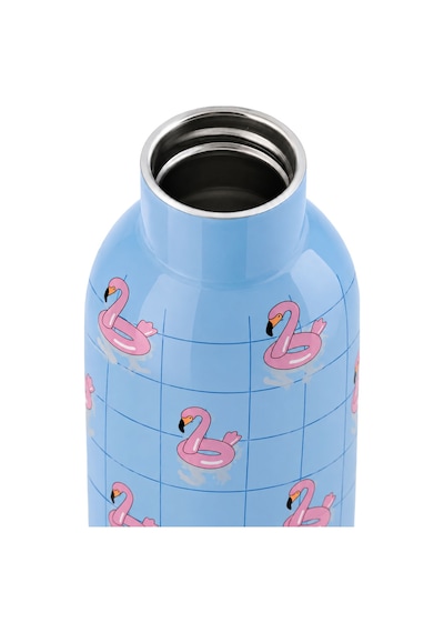 Mamawata Flamingos Pipetli Çocuk Termos Matara 470 Ml Paslanmaz Çelik Sızdırmaz Yalıtımlı Suluk Mavi