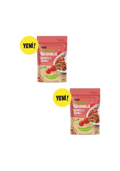 Çilekli Ve Chia Tohumlu Granola Glutensiz İlave Şekersiz 300 Gr 2 Adet Toplam 600 Gr