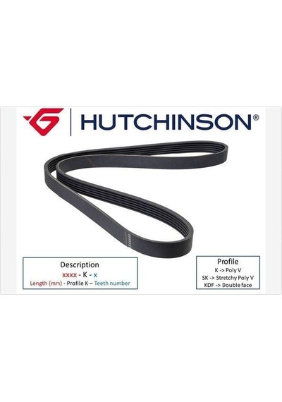 HUTCHINSON 5PK1253 1253 K 5 Kanallı Kayış 306-Partner-Xsara-Corolla Uyumlu-Avensis 1.4-1.6-2.0