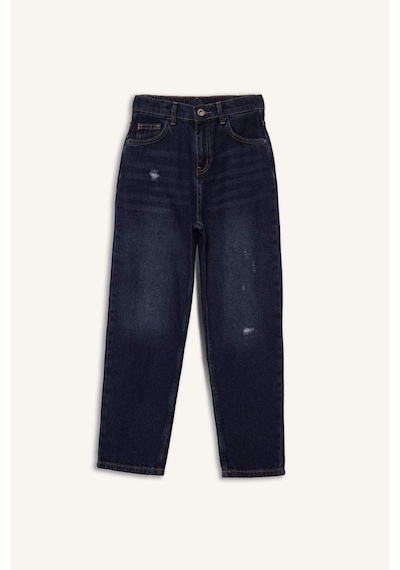 Defacto Erkek Çocuk Loose Fit Yırtık Detaylı Düz Paça Jean Pantolon G3069a825wnnm34 Mavi
