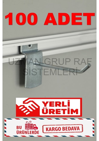 Uzmangrupraf Uzman Grup Raf Kanallı Pano Kancası-100'Lü Paket-Kanca