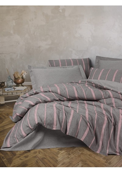 Cotton Box Ribbed Çift Kişilik Nevresim Takımı Barisan Gri