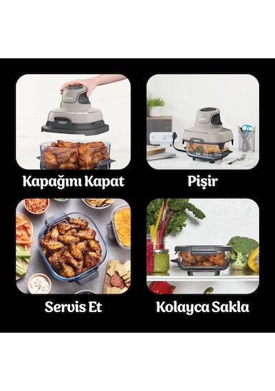 Ninja Crispi 4-In-1 Taşınabilir Cam Hazneli Pişirme Sistemi