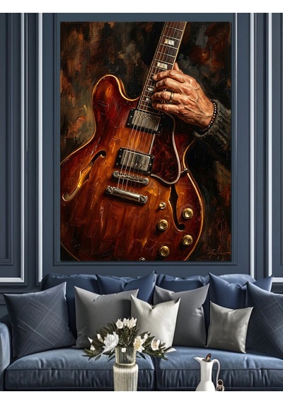 Gitar Çalan Eller Müzik Tablosu Dekoratif Kanvas - Mdf Ahşap Tablo
