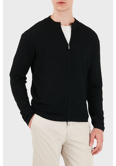 Emporio Armani Logolu % 100 Yün Regular Fit Bisiklet Yaka Hırka Erkek Hırka Em006315 Af27831 Fc039 Siyah